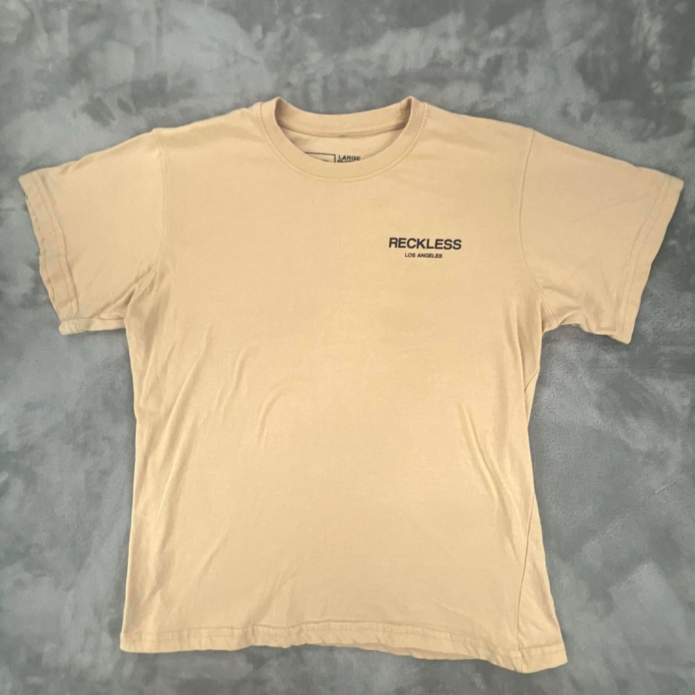 Young Reckless Los Angeles Graphic T Shirt Tan Mens Large‎ Cotton Blend